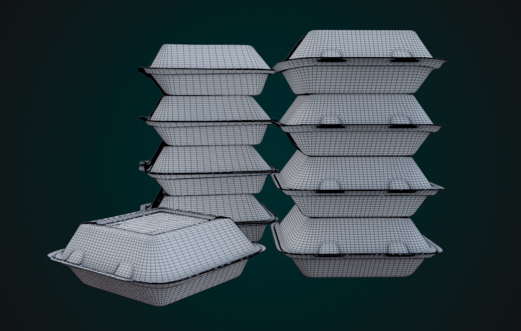 Cardboard Disposable - Food Container 3D model_8