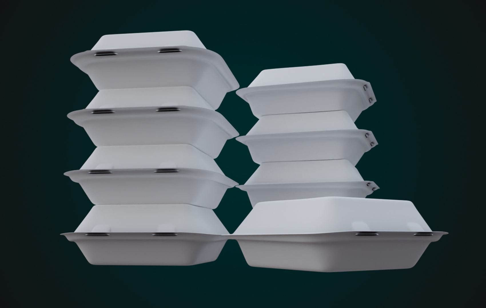 Cardboard Disposable - Food Container 3D model_7