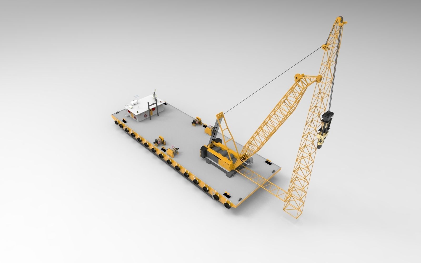 Yellow Barge crane 3D model_7
