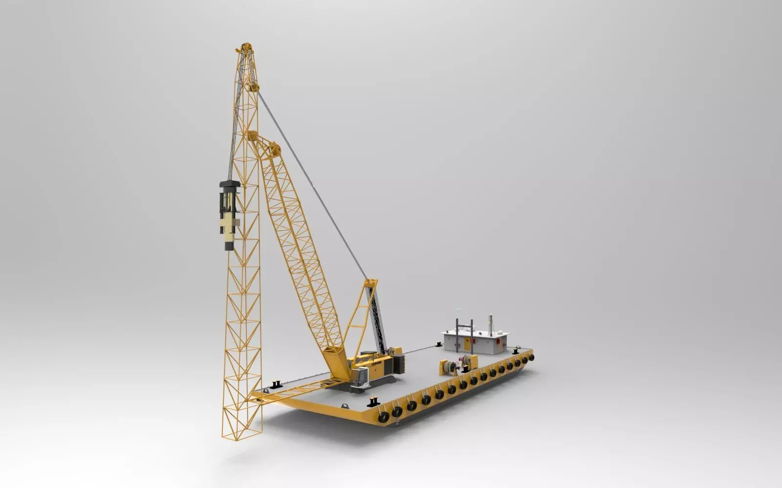 Yellow Barge crane 3D model_0