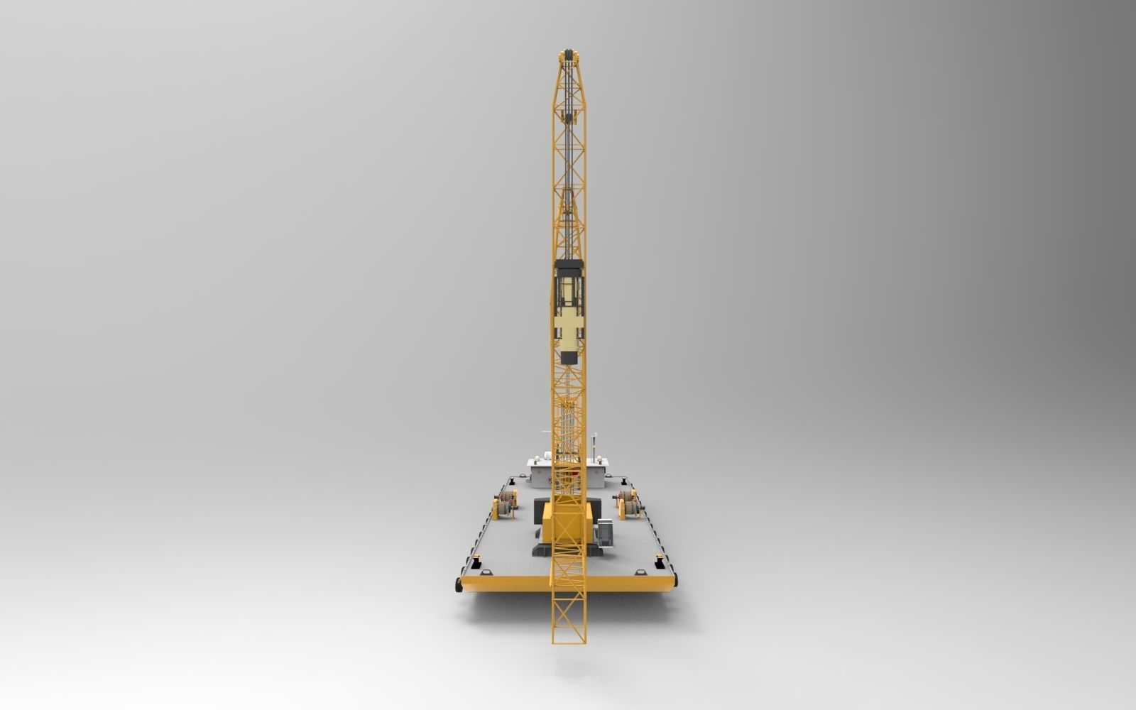Yellow Barge crane 3D model_2