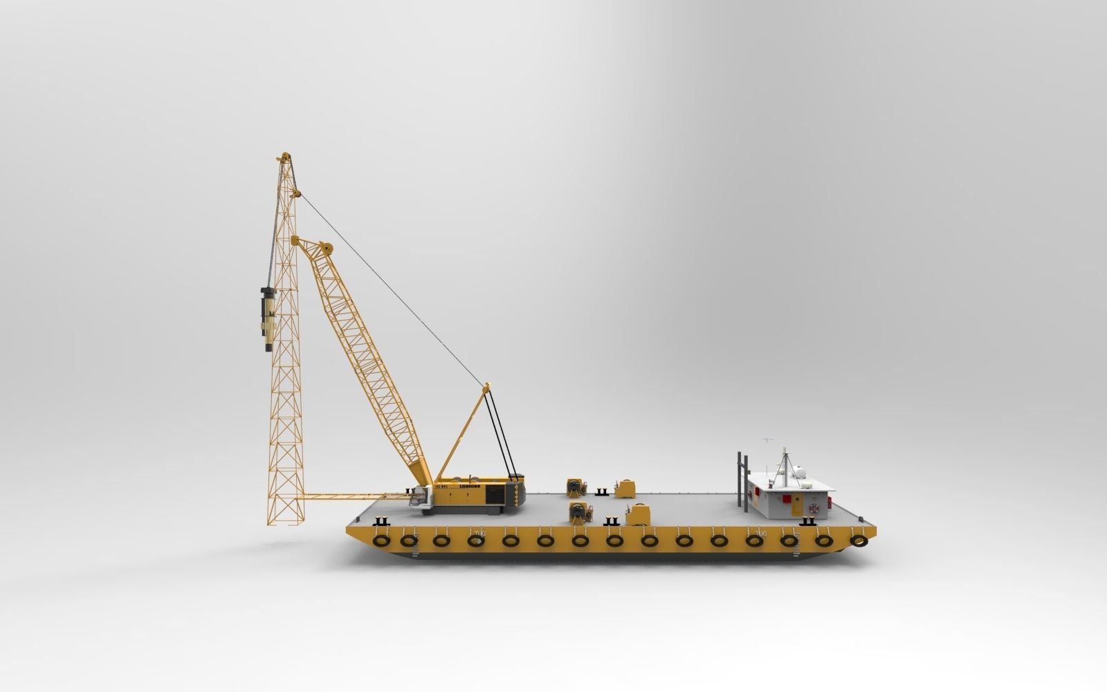 Yellow Barge crane 3D model_5