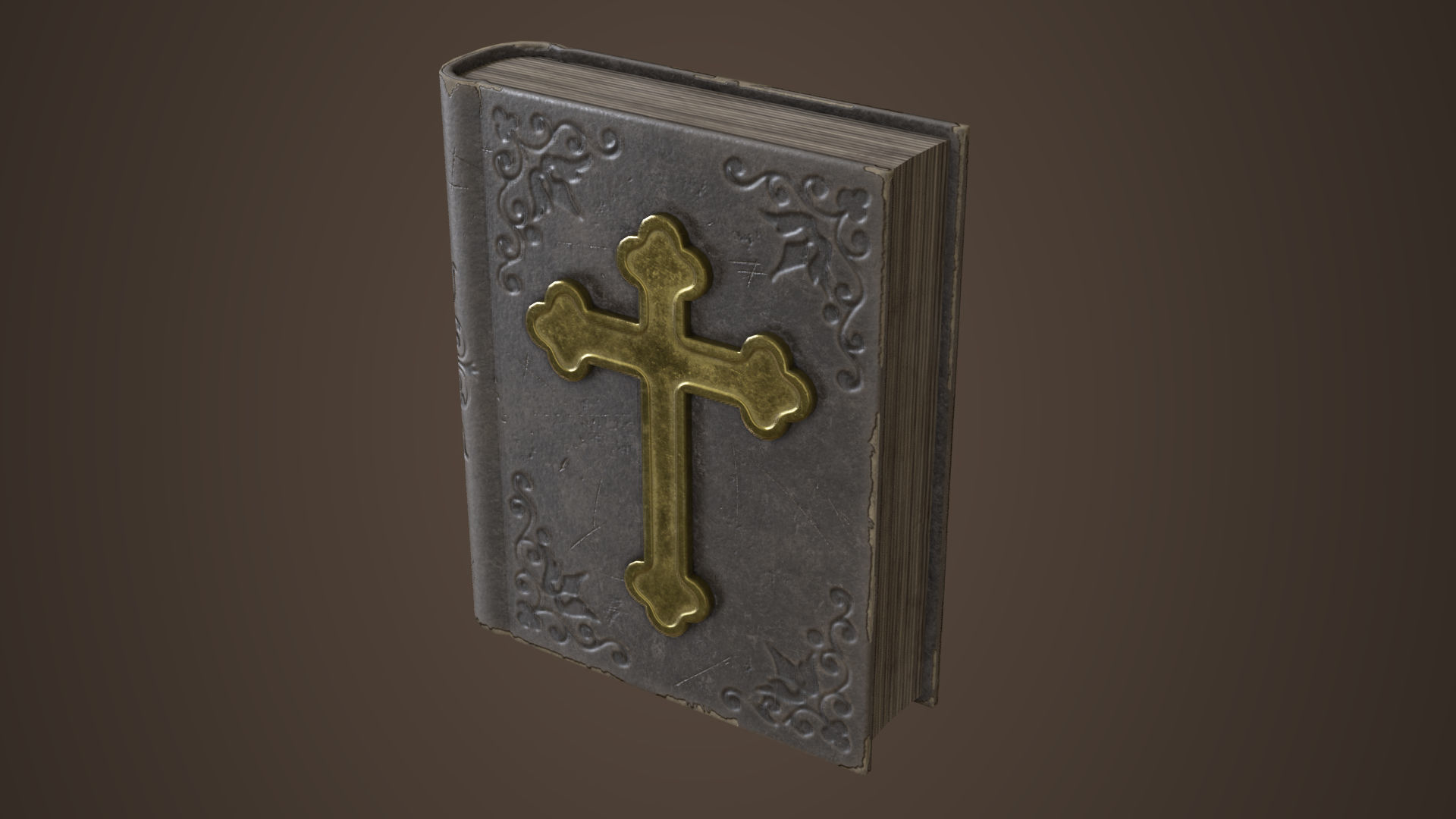 Old bible book Low-poly 3D model_4