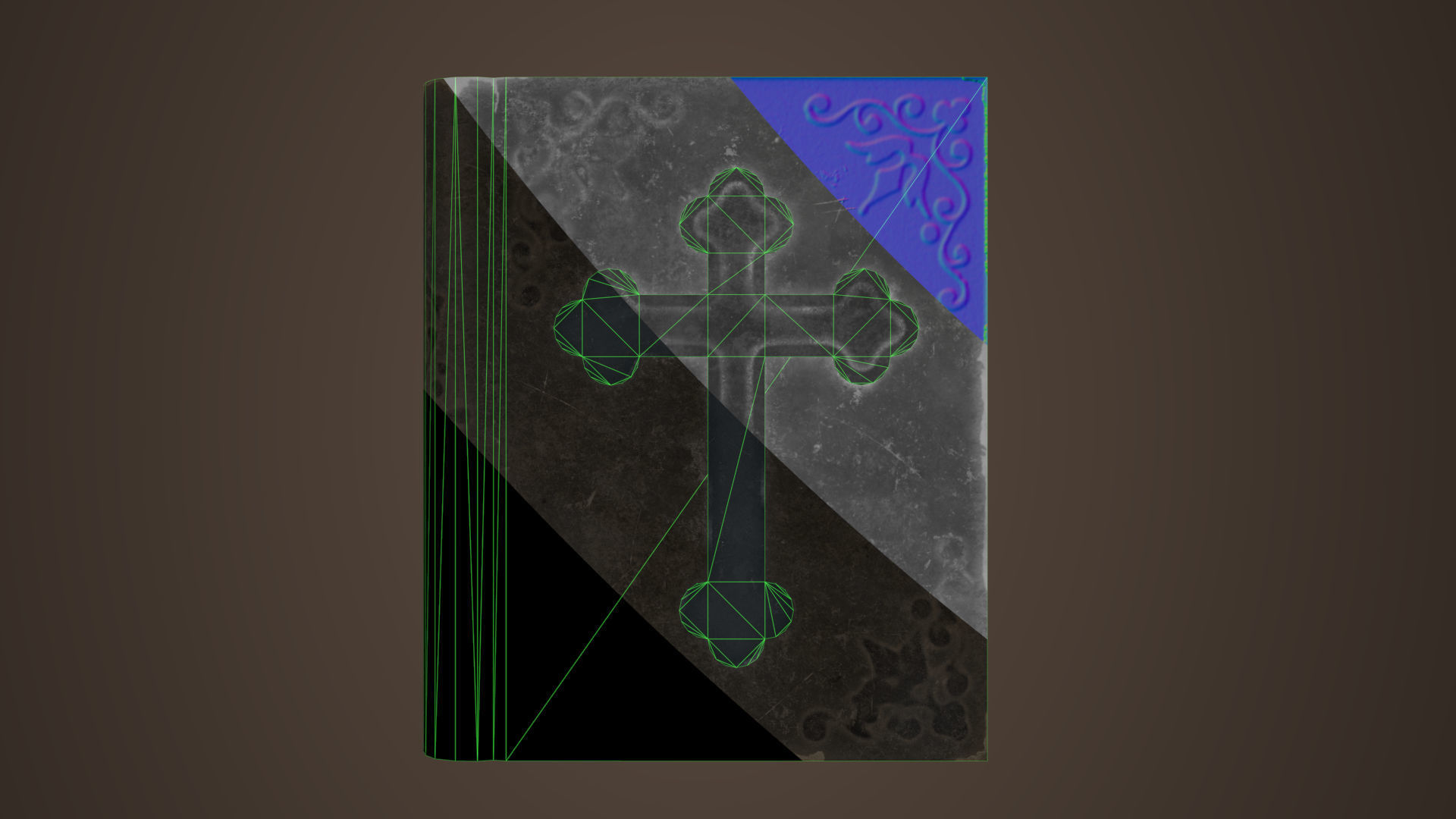 Old bible book Low-poly 3D model_11