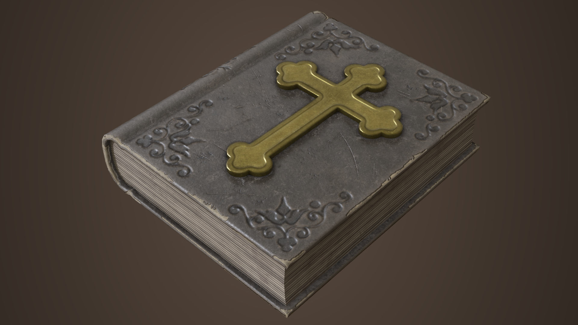 Old bible book Low-poly 3D model_6