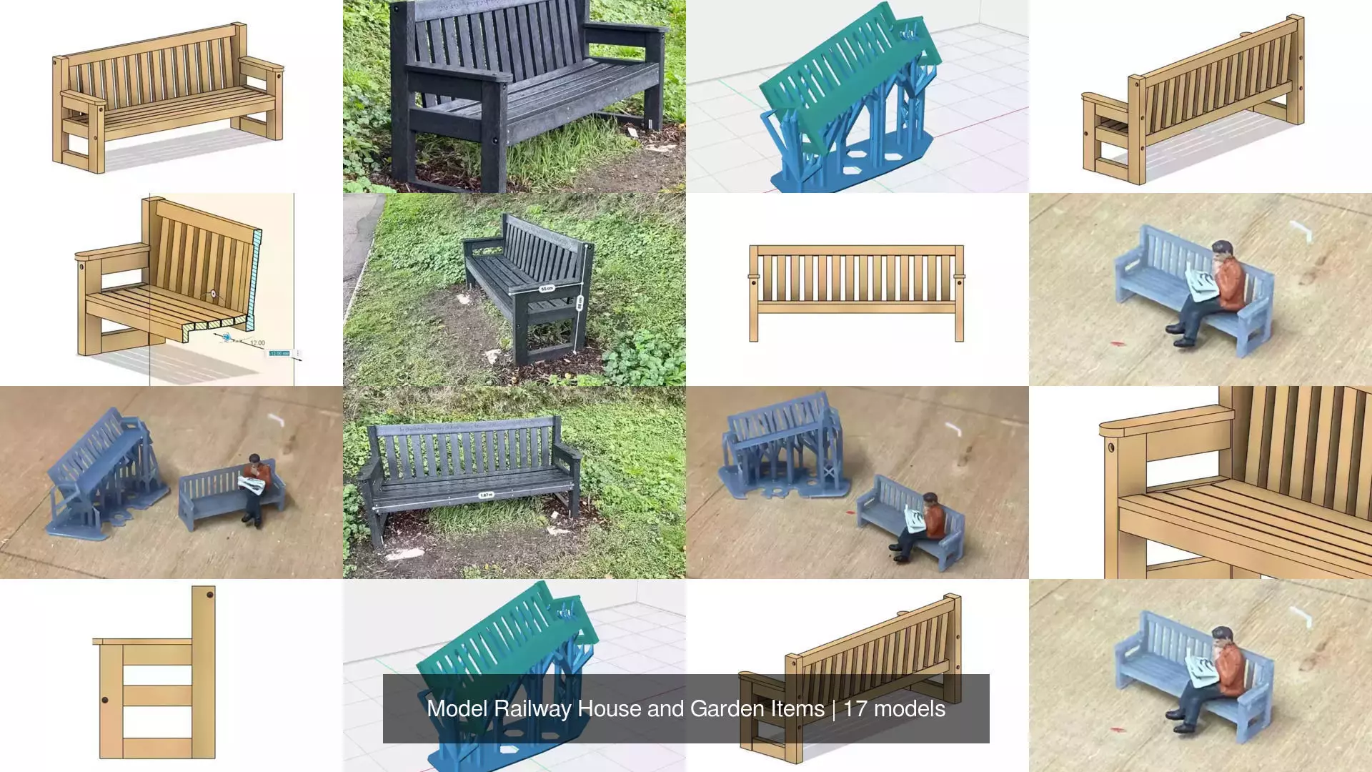Model Railway House and Garden Items 3D Model Collection_3