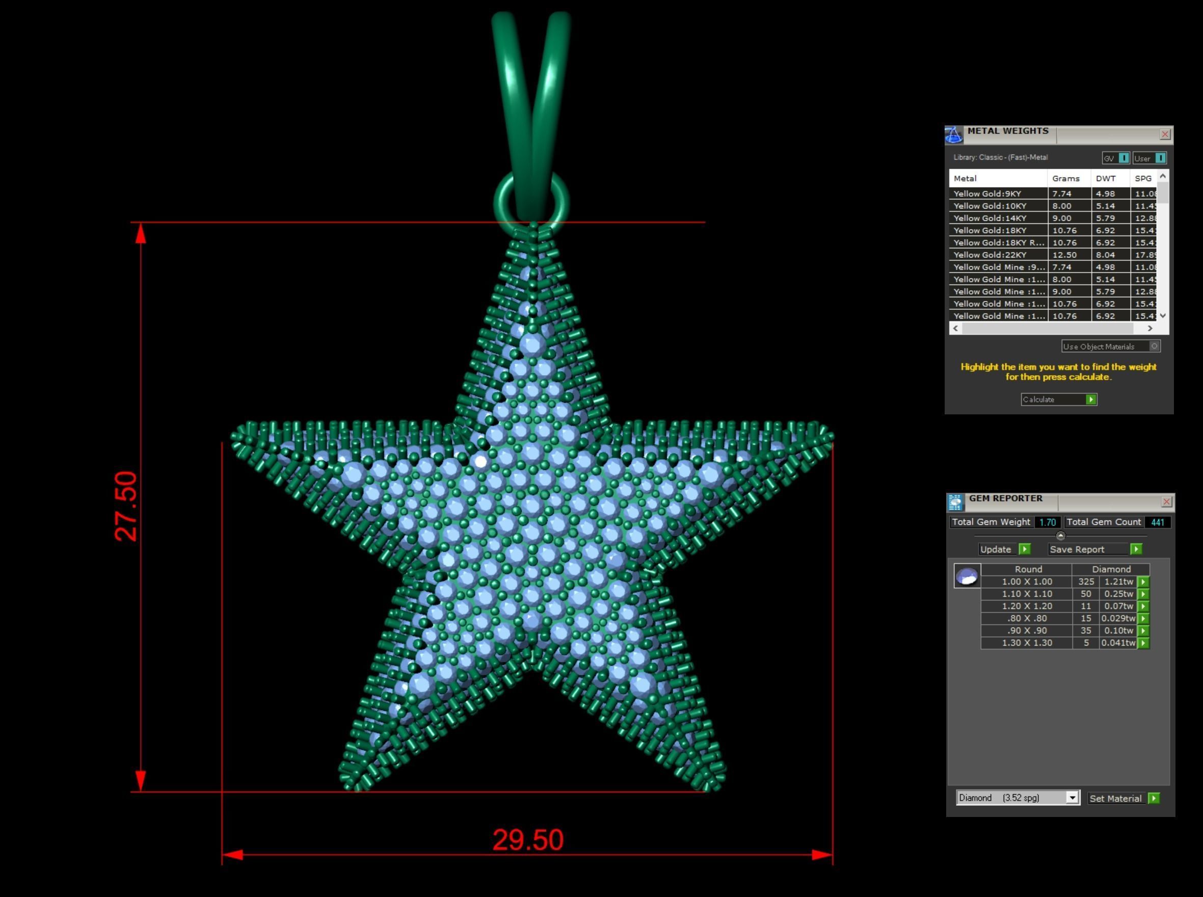 Star  Diamond Pendant  3D print model_8