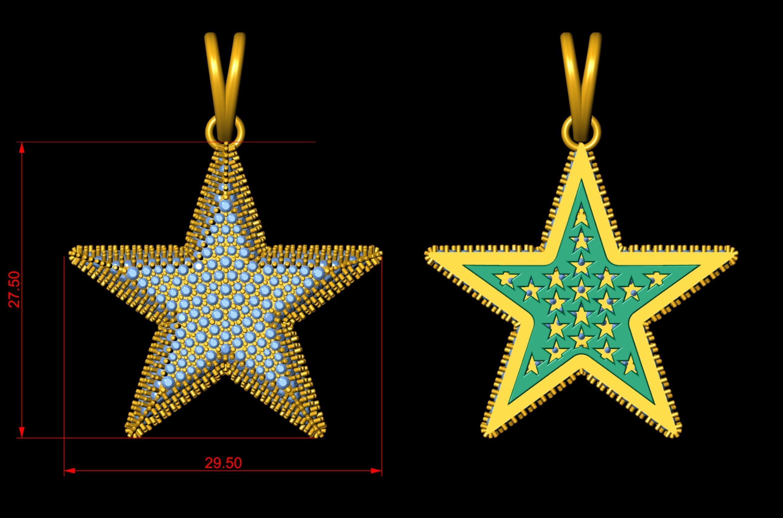 Star  Diamond Pendant  3D print model_5