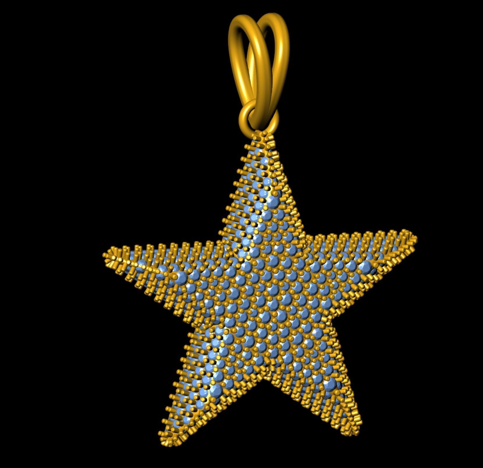 Star  Diamond Pendant  3D print model_7