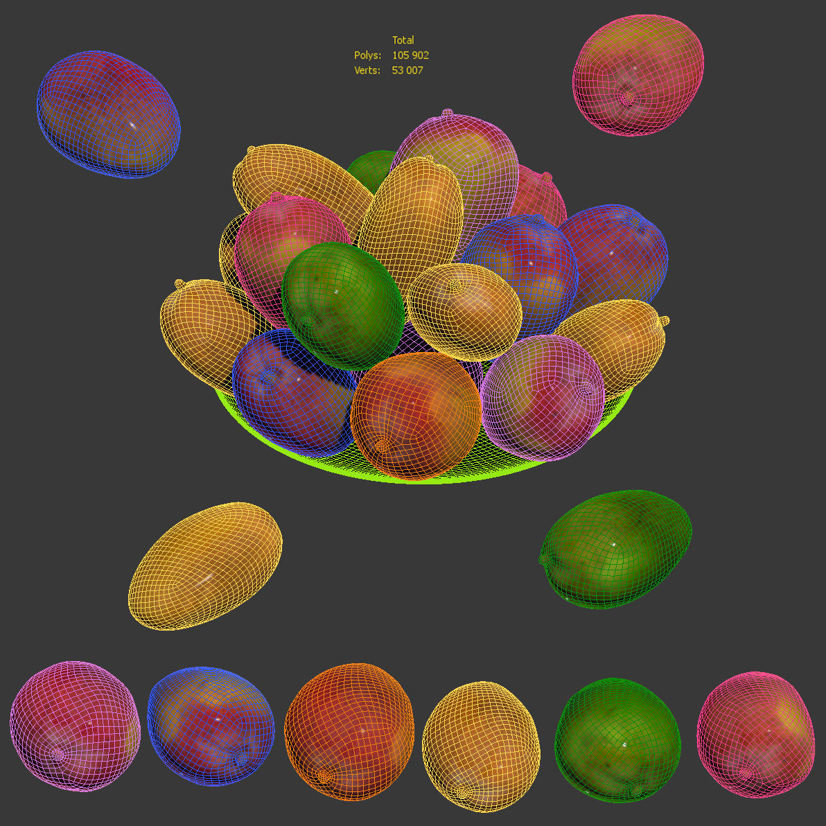 Mango - 6 models Low-poly 3D model_8