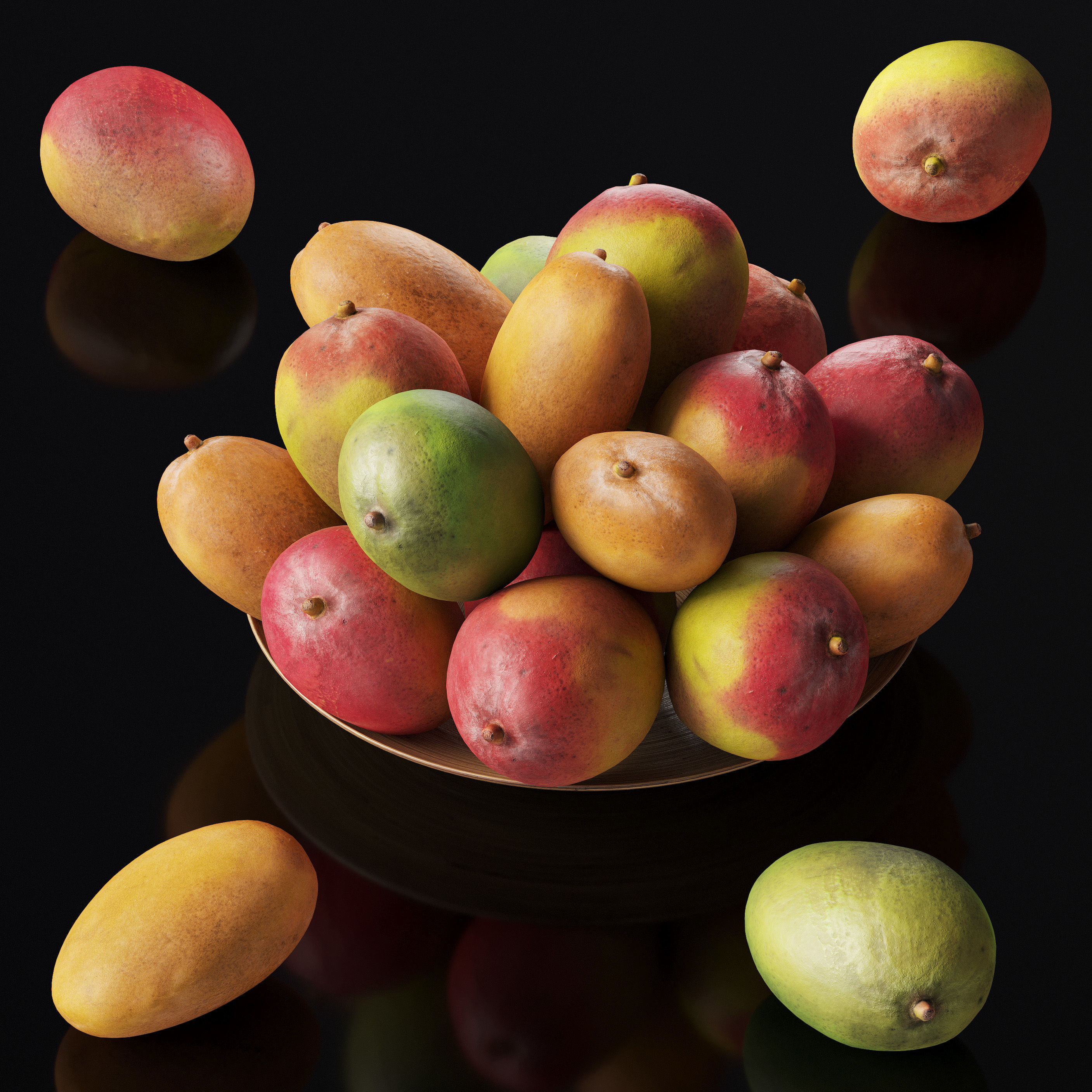 Mango - 6 models Low-poly 3D model_1