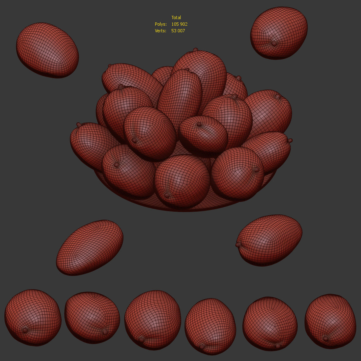 Mango - 6 models Low-poly 3D model_10