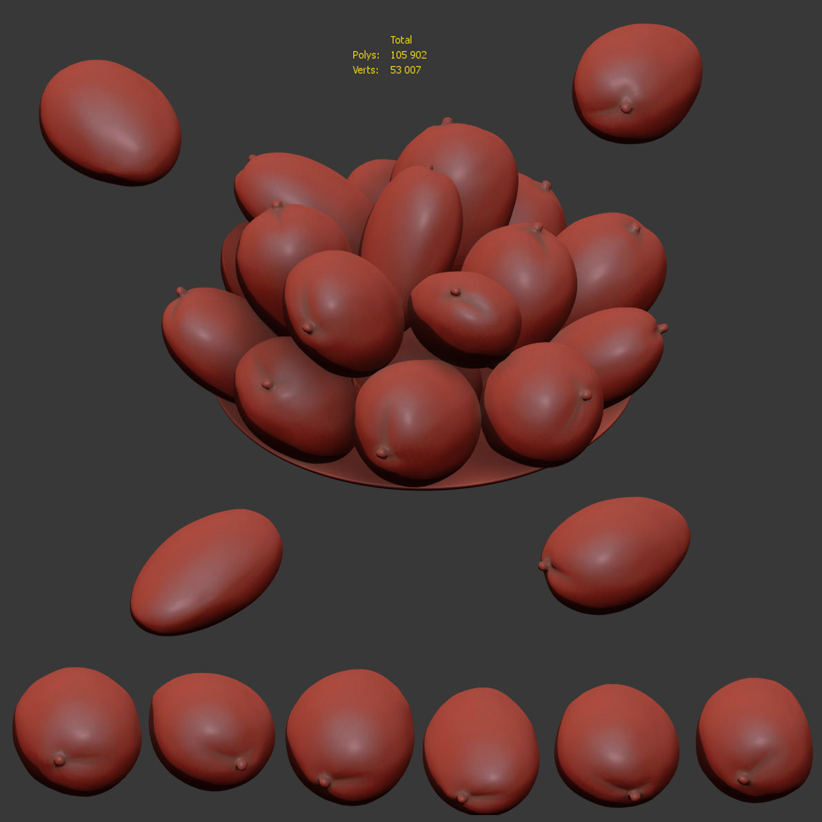 Mango - 6 models Low-poly 3D model_9