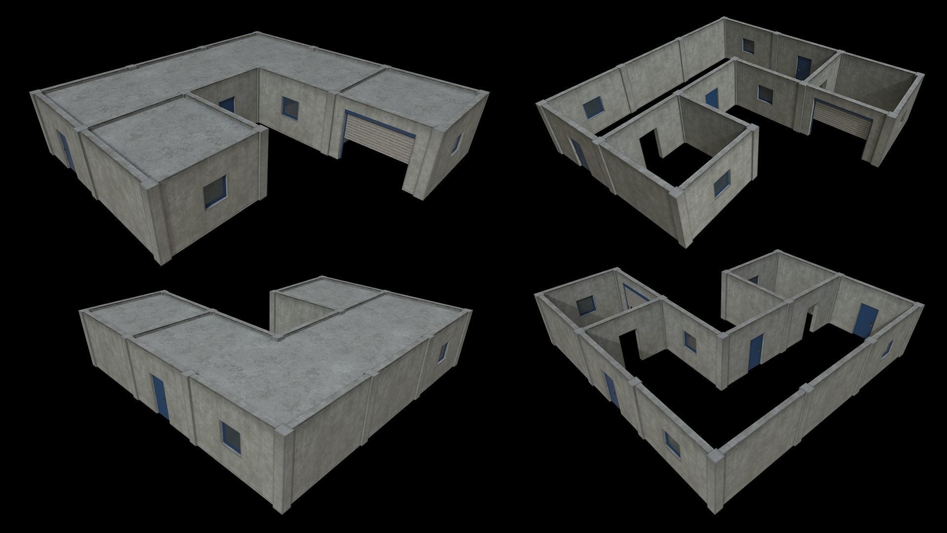 Lowpoly FPS Modular Map Kit Low-poly 3D model_9