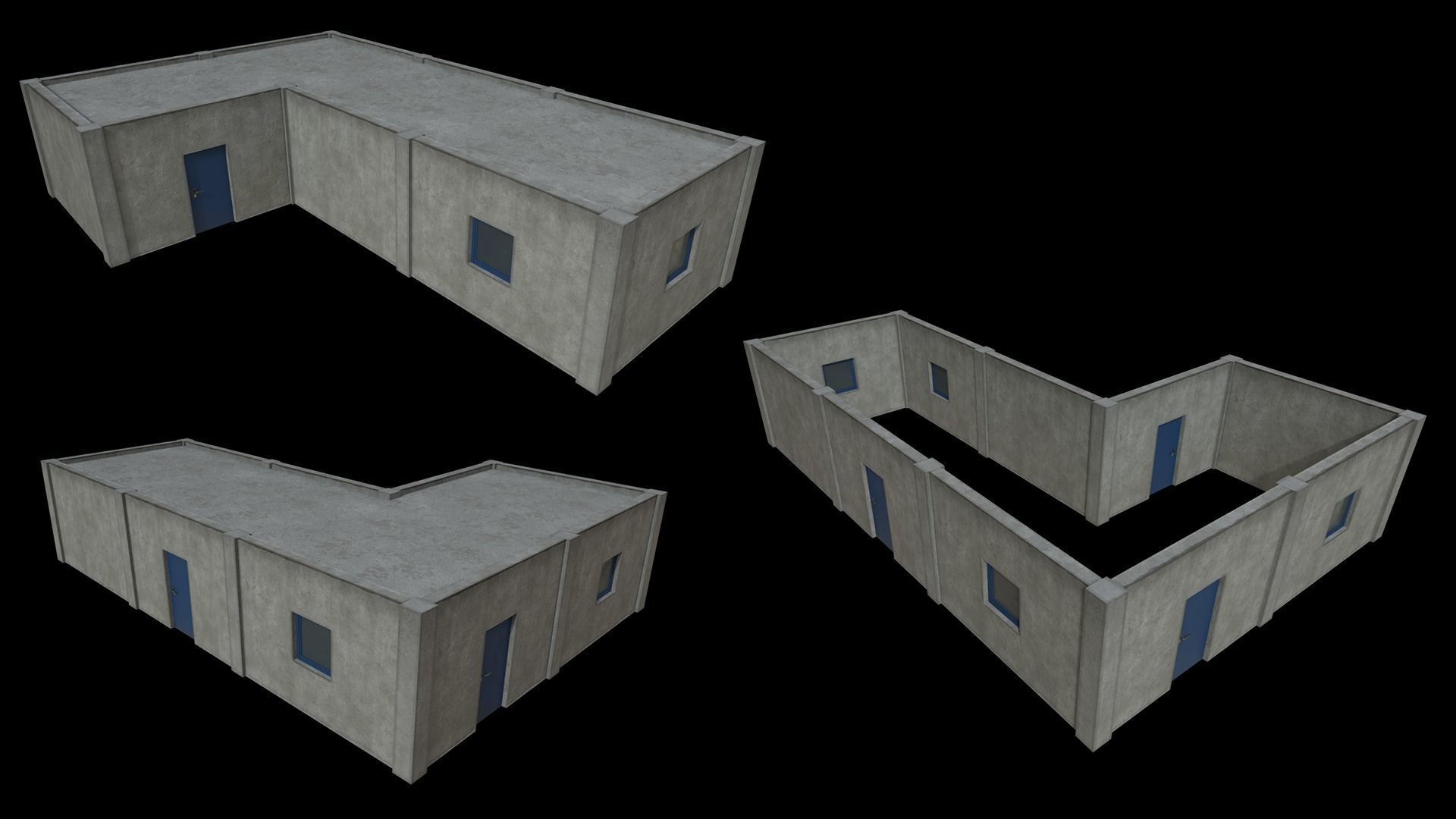 Lowpoly FPS Modular Map Kit Low-poly 3D model_8