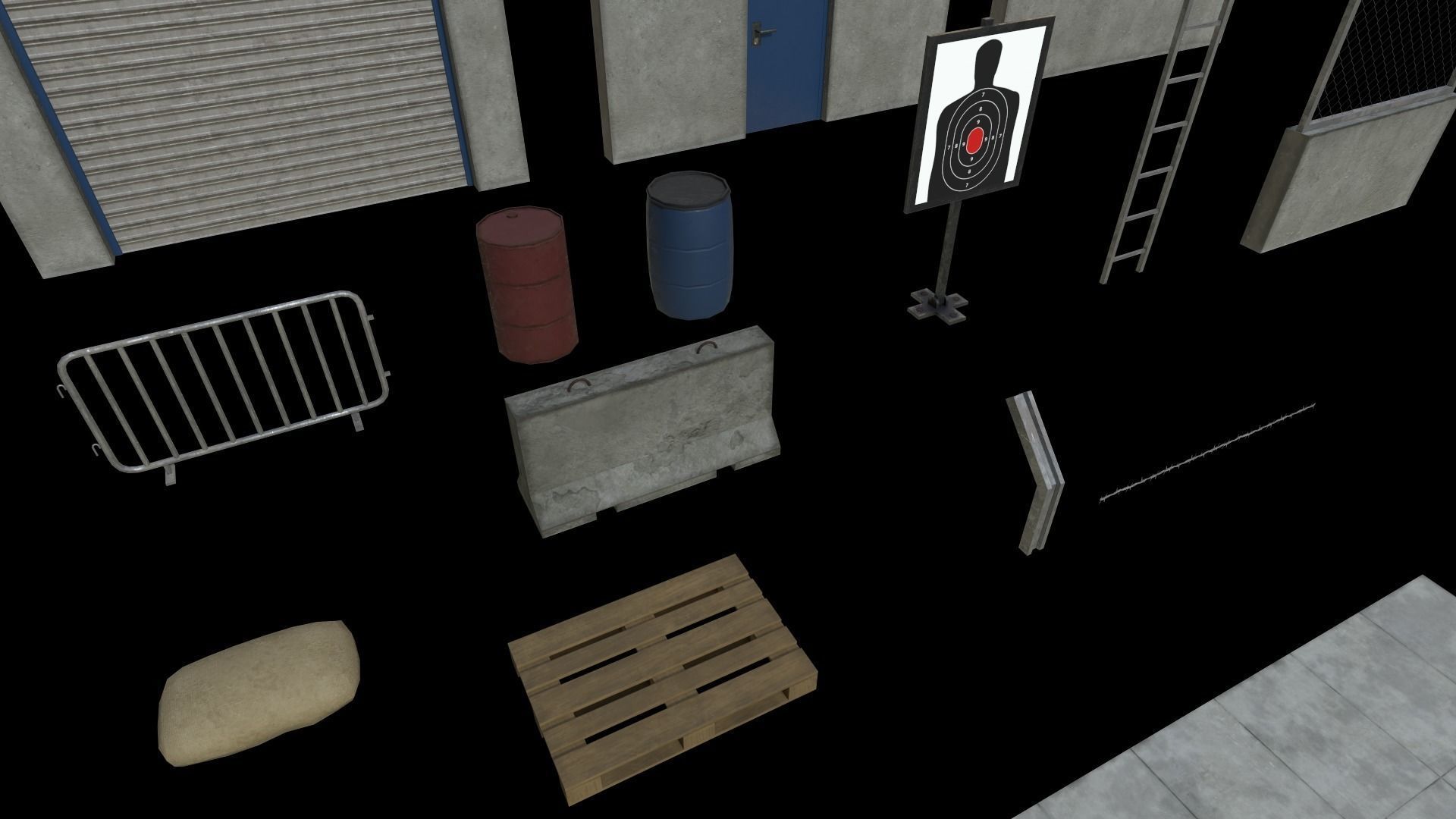 Lowpoly FPS Modular Map Kit Low-poly 3D model_3