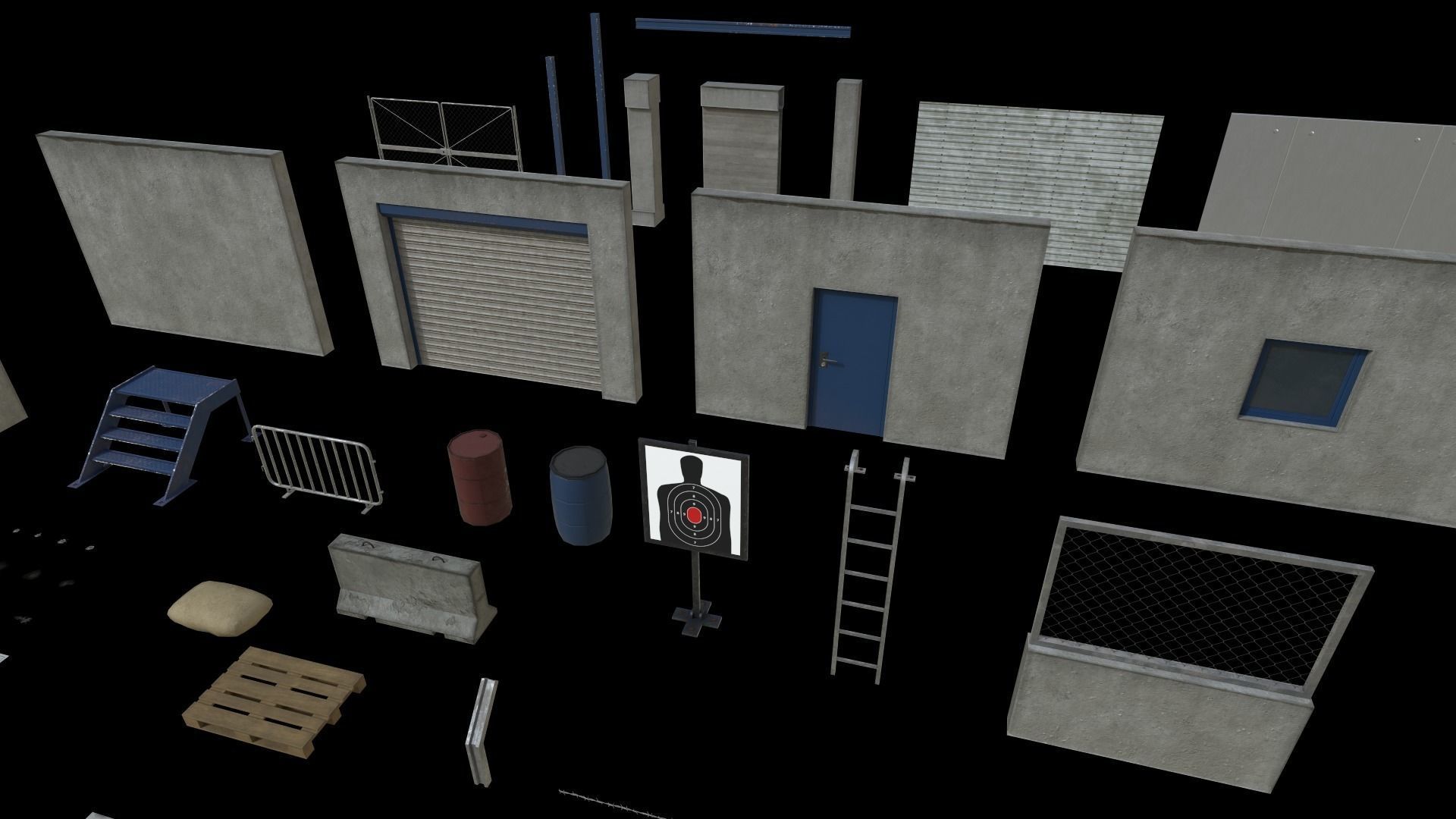 Lowpoly FPS Modular Map Kit Low-poly 3D model_2