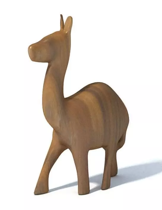 Wooden Carved Lama Figurine 3D model_0