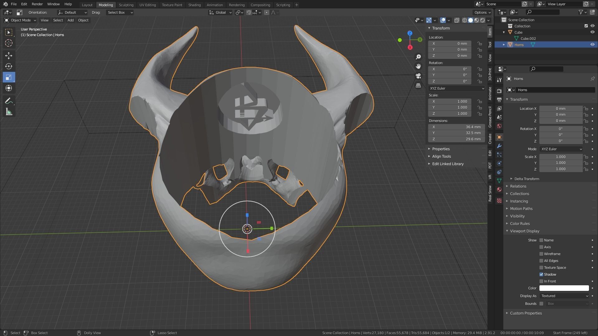 Horned Skull Ring 3D print model_3