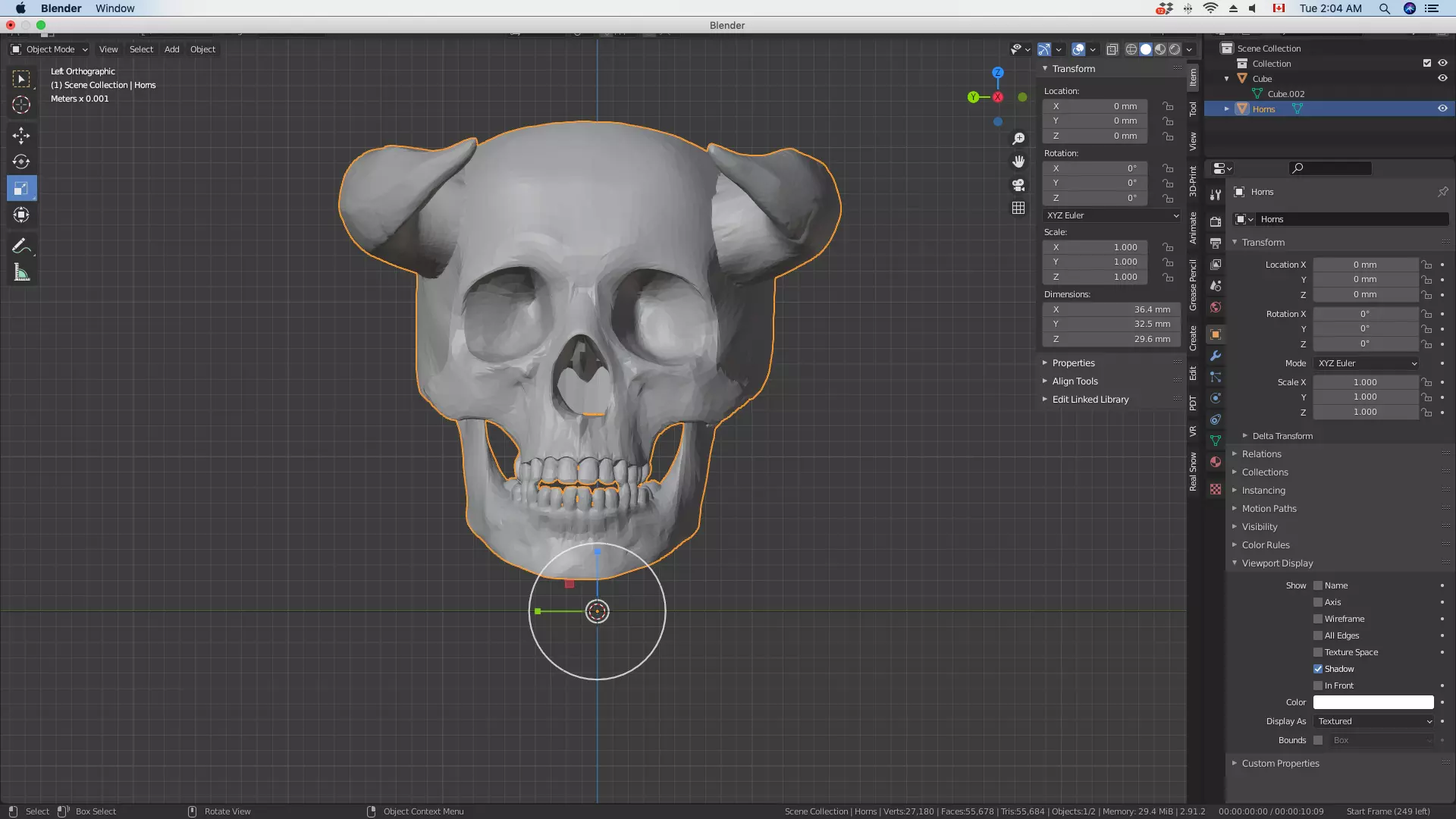 Horned Skull Ring 3D print model_0