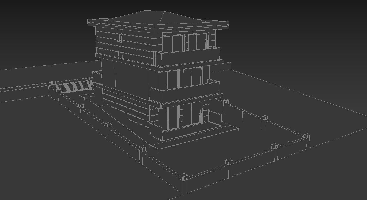 Modern Summer House 3D model_11