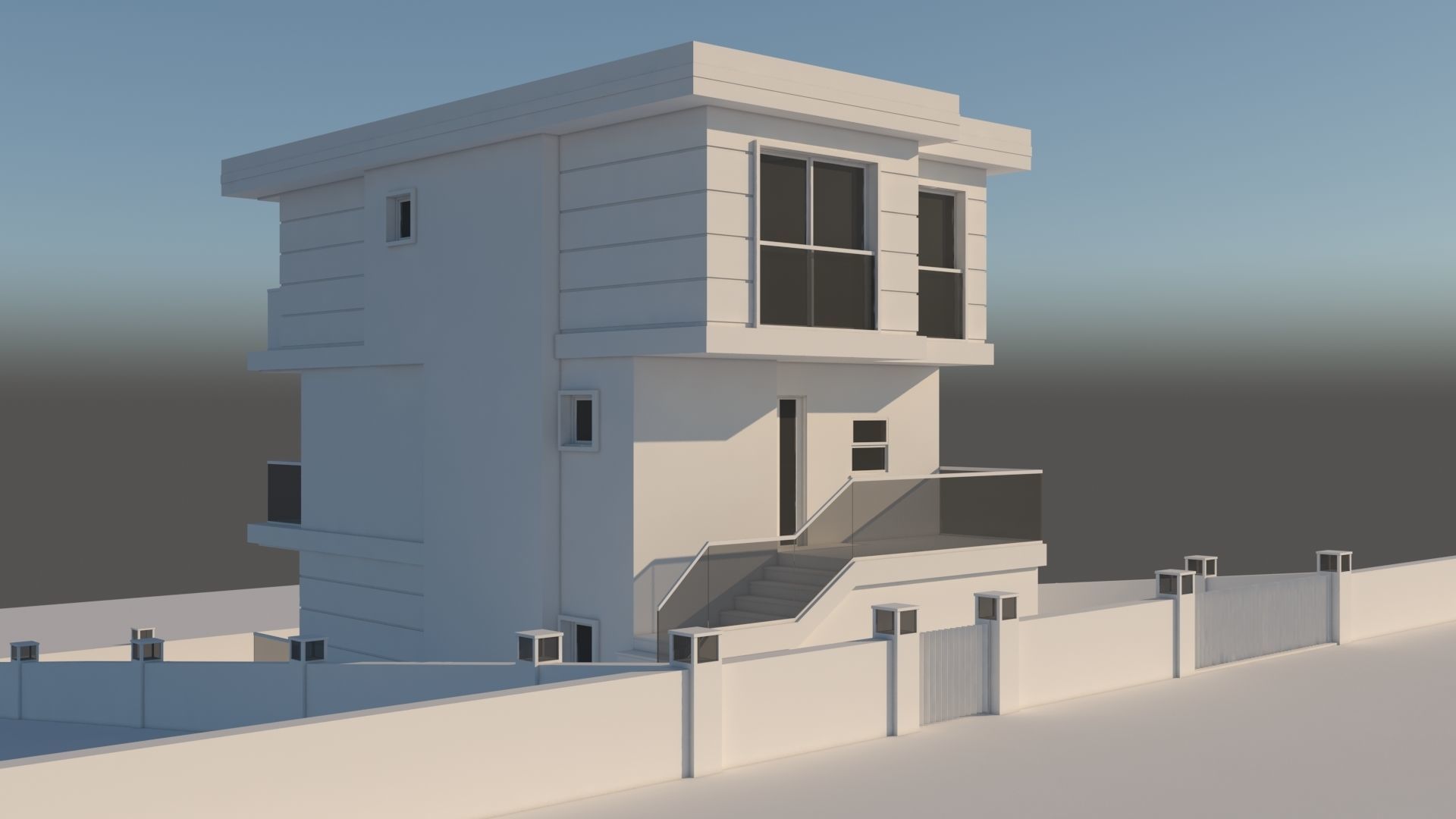 Modern Summer House 3D model_3