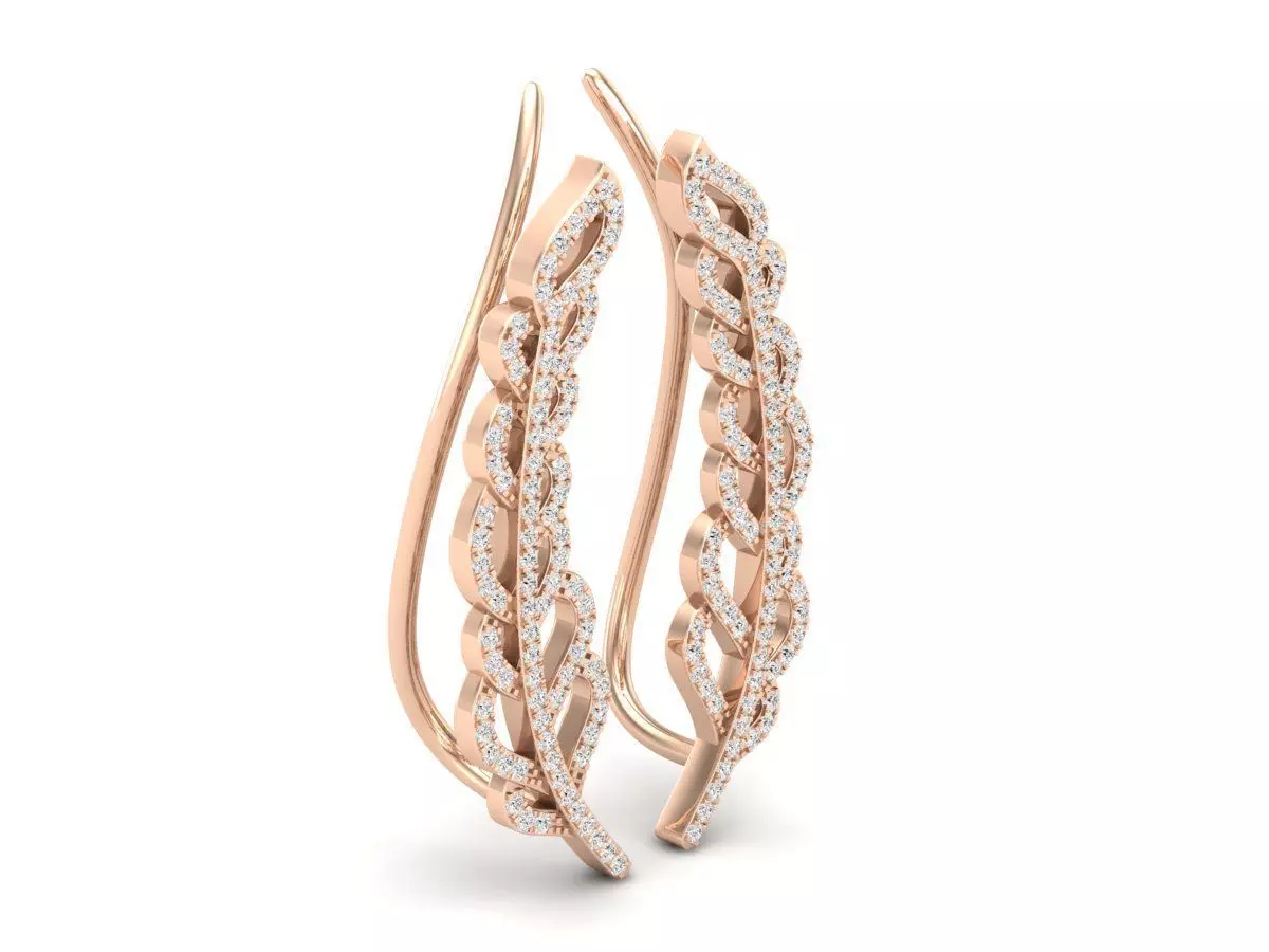 Diamond climber earrings for woman 3D print model