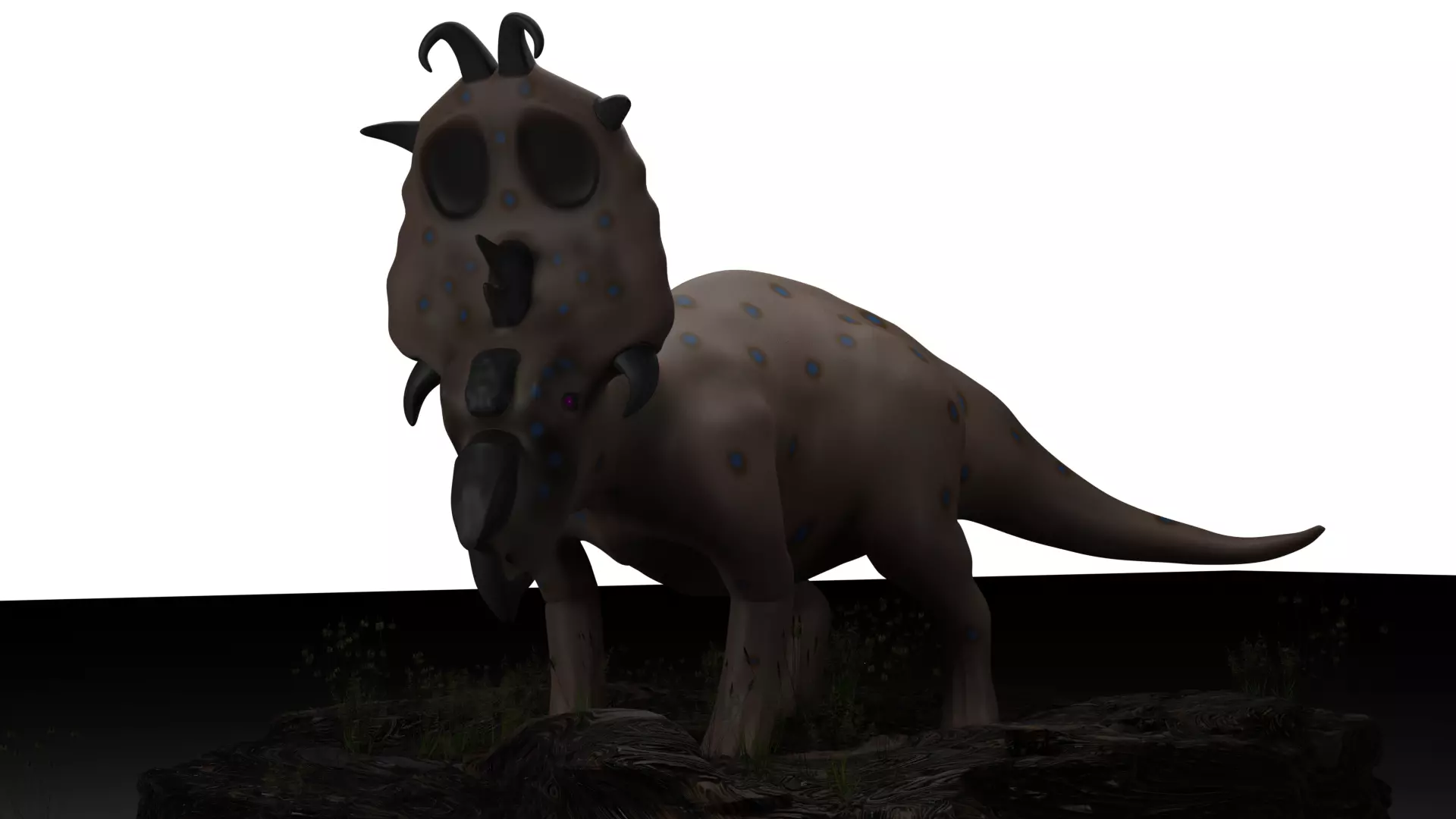 Pachyrhinosaurus dinosaur on rock 3D model_0