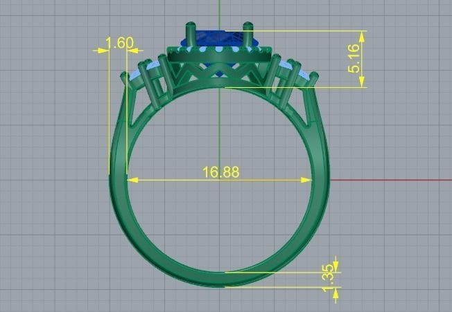 513 Ring with oval stone 3D print model_4