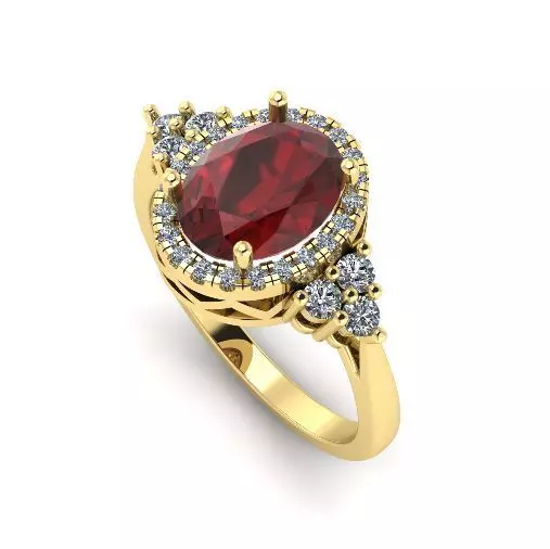 513 Ring with oval stone 3D print model_0