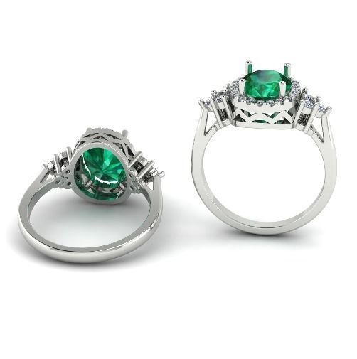 513 Ring with oval stone 3D print model_2