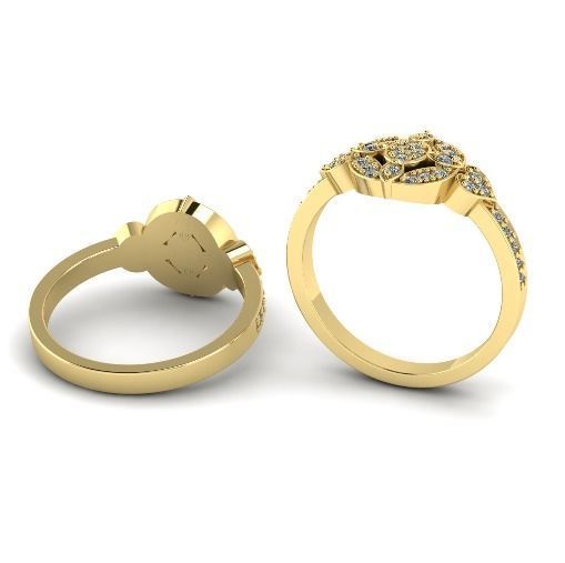 507 Ring with hearts 3D print model_2