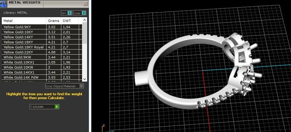 502 Ring with round stones 3D print model_4