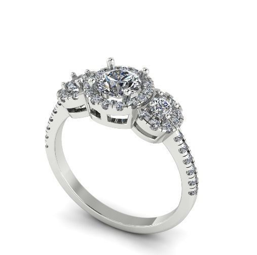 502 Ring with round stones 3D print model_2