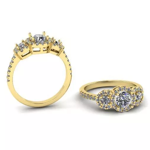 502 Ring with round stones 3D print model_0