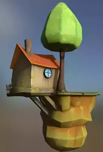 Floating Stylized Toon House