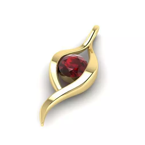 485 Pendant with one stone 3D print model_0