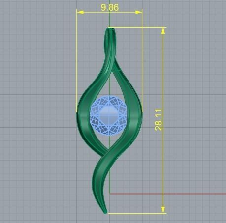 485 Pendant with one stone 3D print model_4