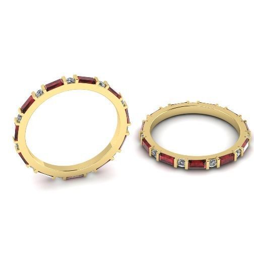479 Ring with baguette stones 3D print model_1