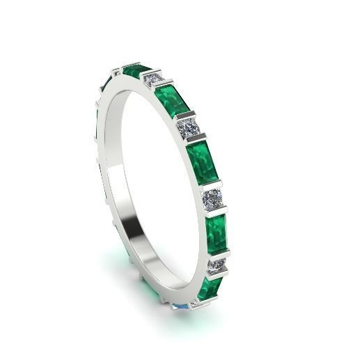 479 Ring with baguette stones 3D print model_2