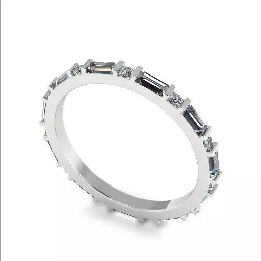 479 Ring with baguette stones 3D print model_0