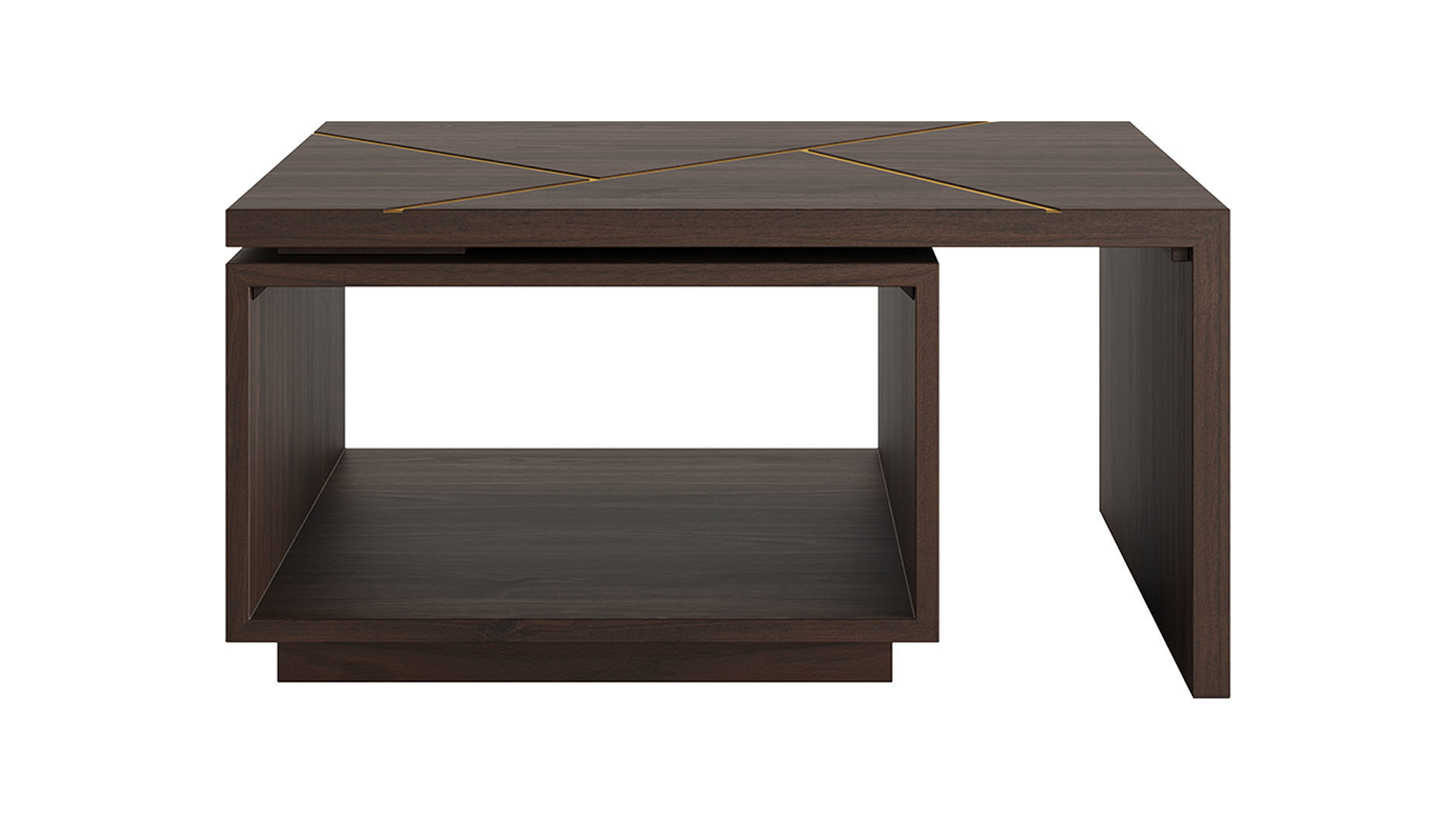 Walnut And Gold Inlay Mason Swivel Coffee Table 3D model_4