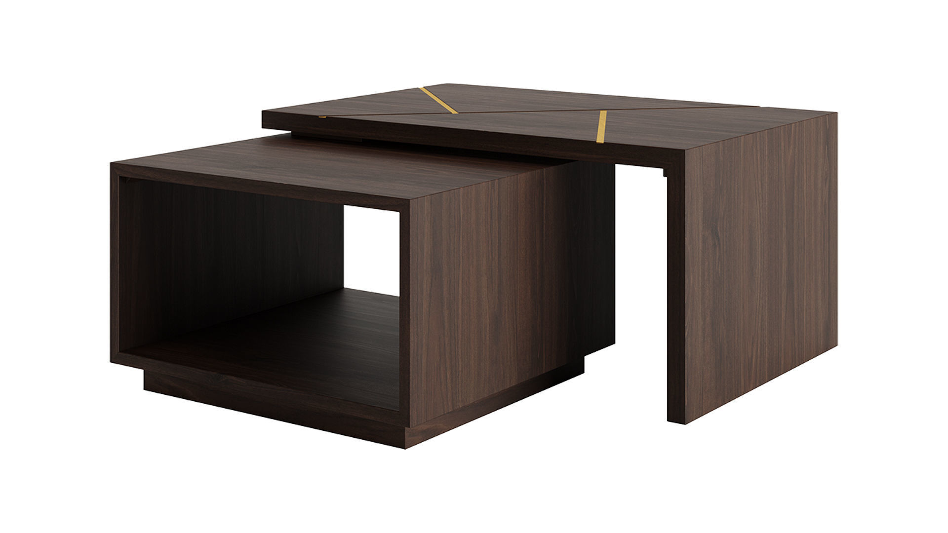 Walnut And Gold Inlay Mason Swivel Coffee Table 3D model_2