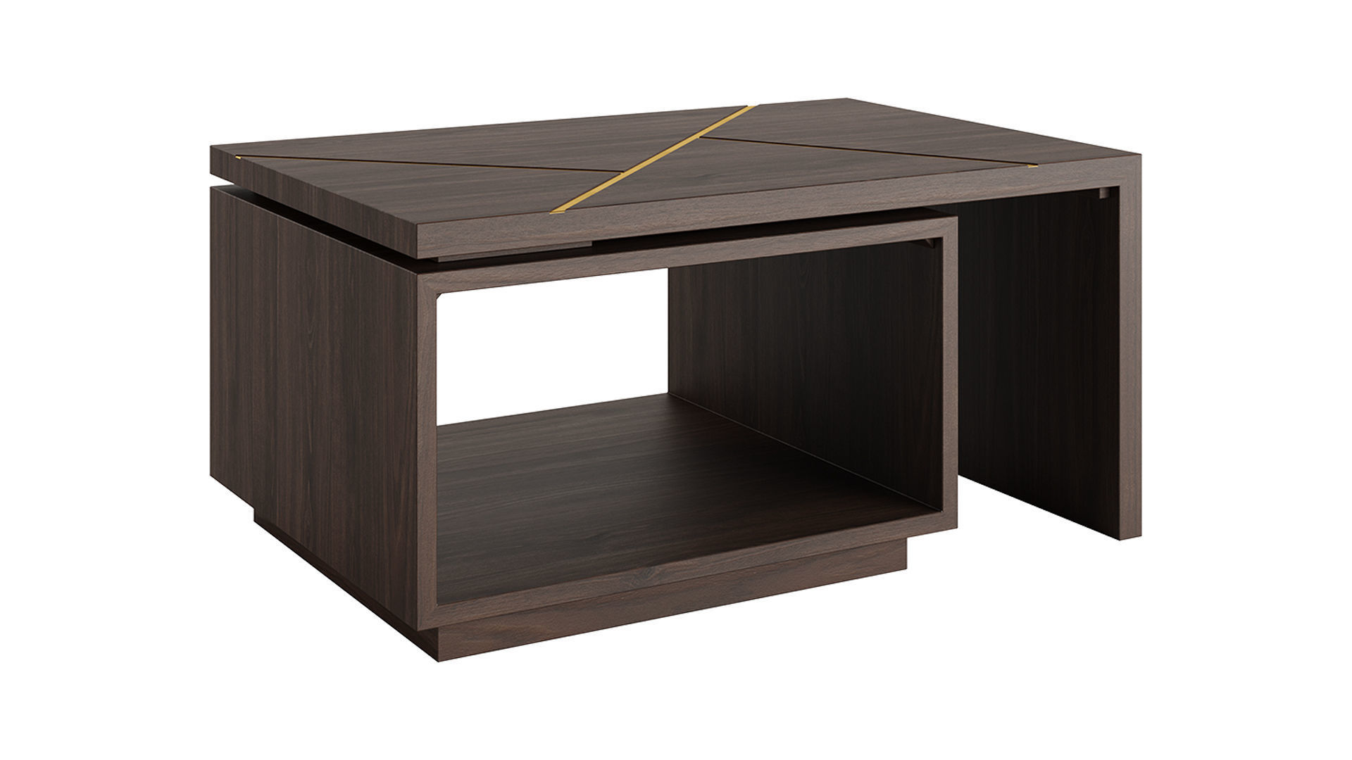 Walnut And Gold Inlay Mason Swivel Coffee Table 3D model_3