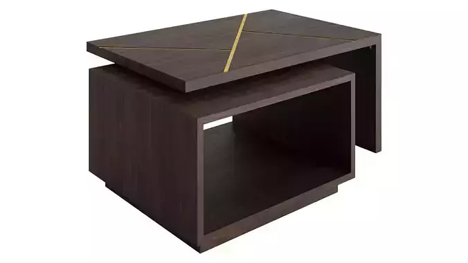 Walnut And Gold Inlay Mason Swivel Coffee Table 3D model