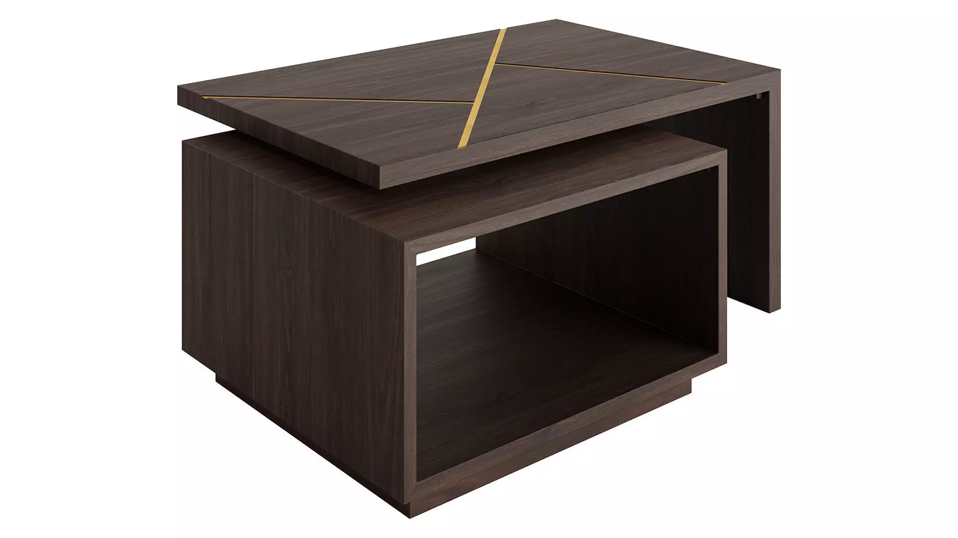 Walnut And Gold Inlay Mason Swivel Coffee Table 3D model_0