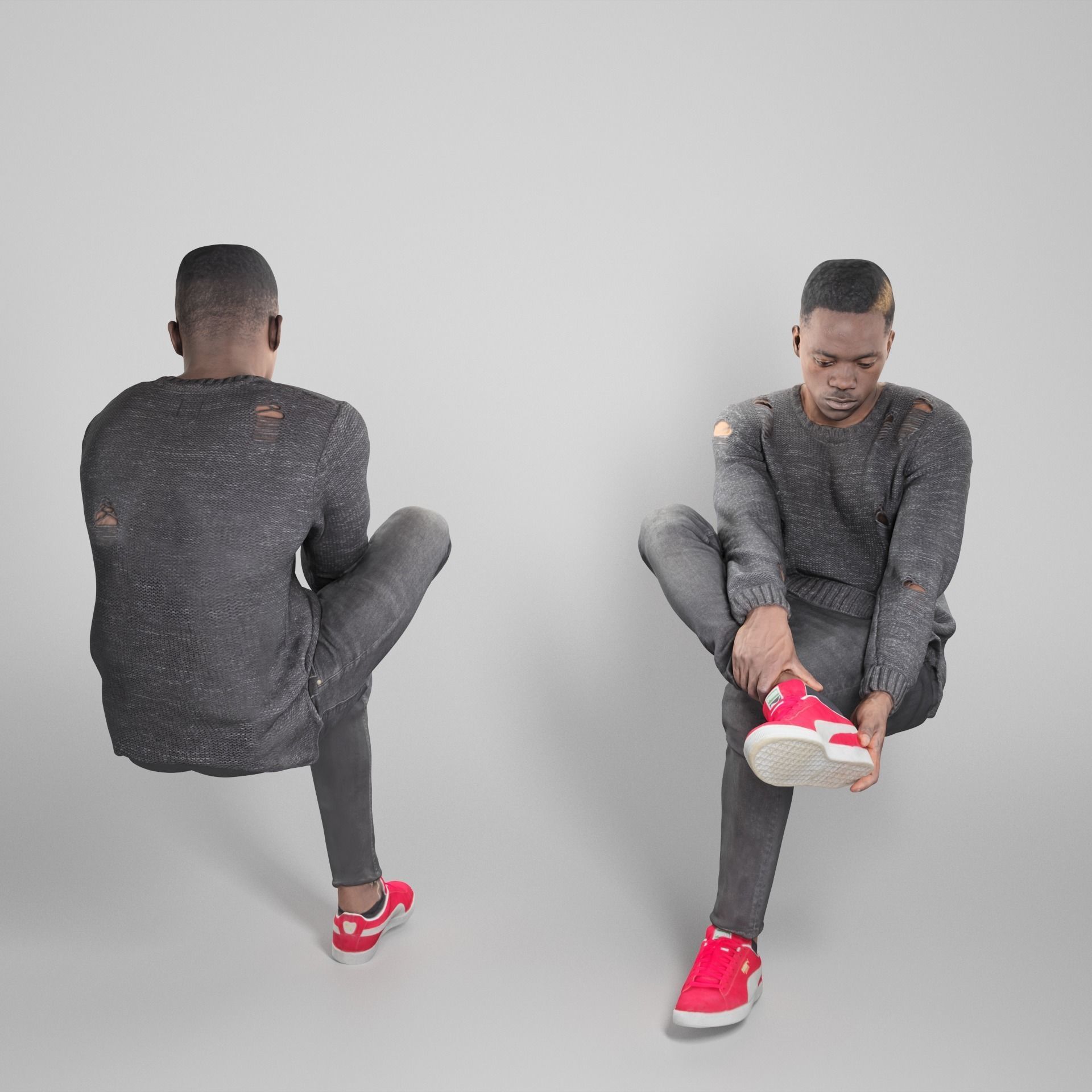 Guy putting on his shoes 323 Low-poly 3D model_1