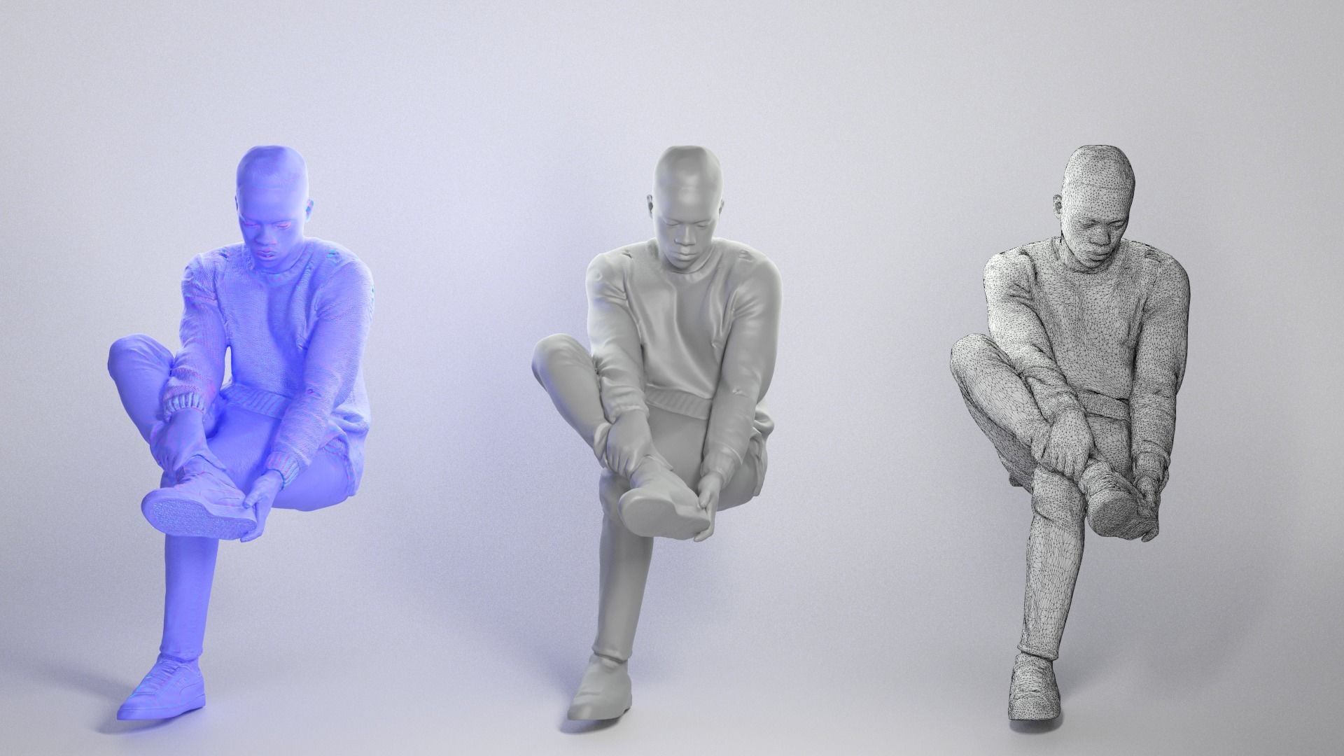 Guy putting on his shoes 323 Low-poly 3D model_3