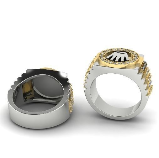 465 Ring with crown 3D print model_3
