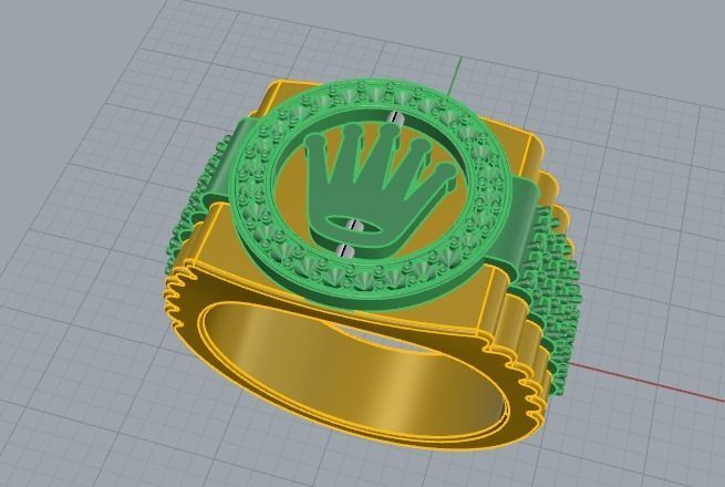465 Ring with crown 3D print model_9